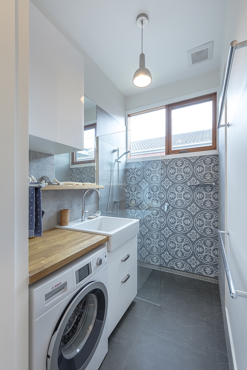 bathroom and laundry with beautiful tiles