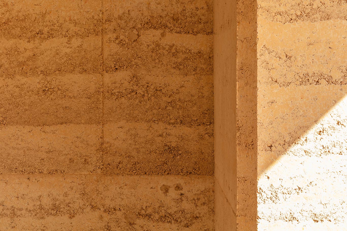 rammed earth wall close-up